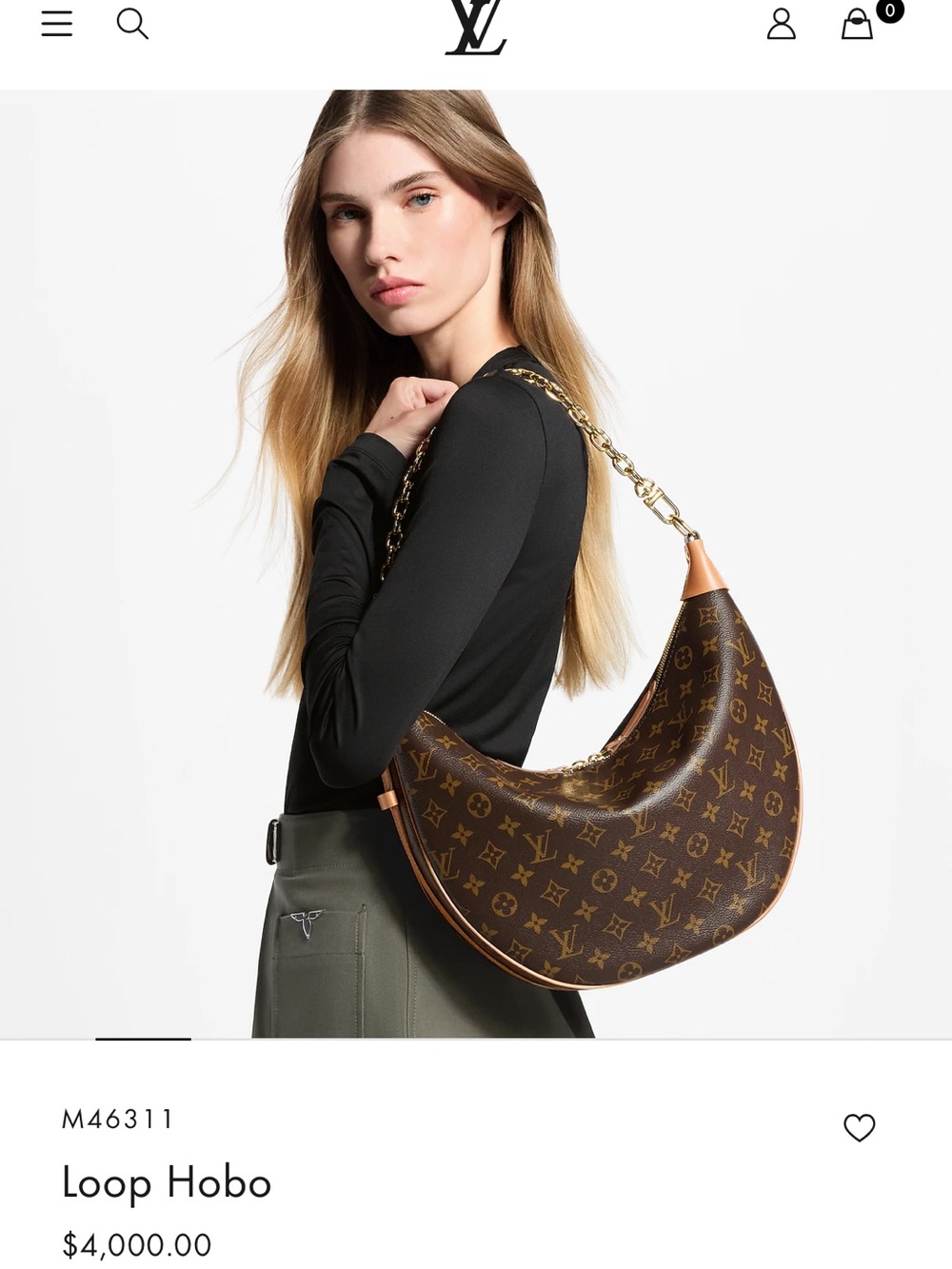 Louis Vuitton Brown Monogram Loop Hobo with Gold Chain